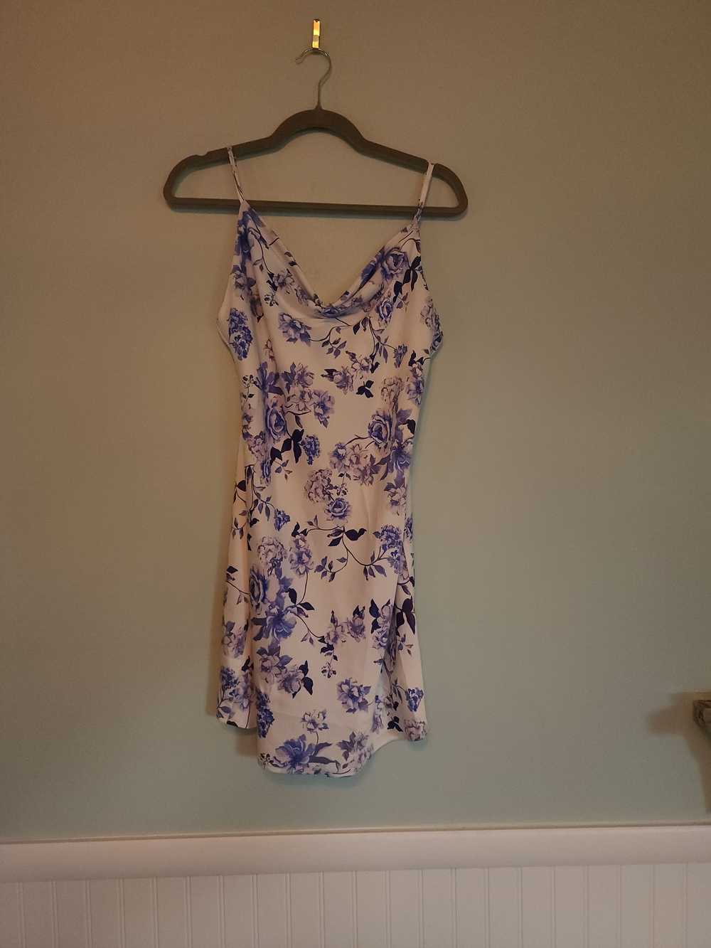 Urban Outfitters White and Blue Floral Slip Dress